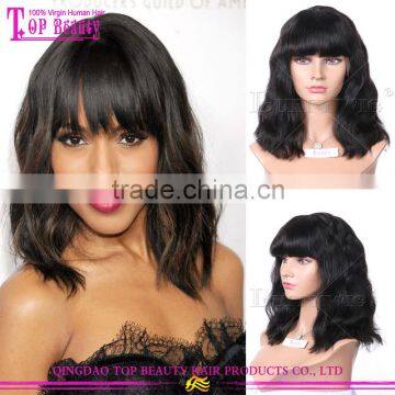 Wholesale factory price bob style human hair full lace wig short bob wig with bang