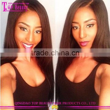 Perfect 100% human hair straight natural black human hair silk top long hair full lace wig