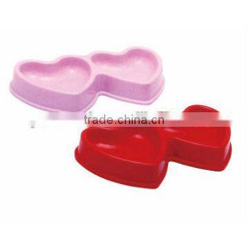 Red portable plastic pet food bowl