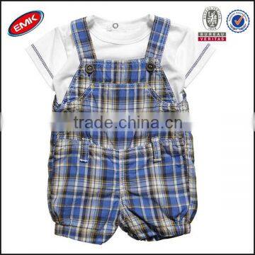 wholesale blue baby overalls with blank white t shirt for baby boy