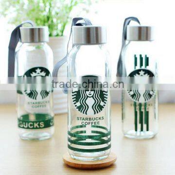 Factory wholesale customize logo glass drinking bottle