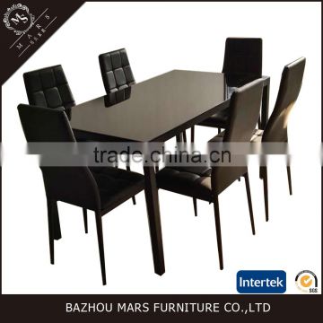 Commercial Furniture Clear Glass Top Dining Table with Four Seaters Sets