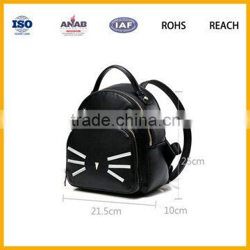 Latest Trend Cat Design Waterproof PU Leather Girls Backpack Leisure Bag photo-6