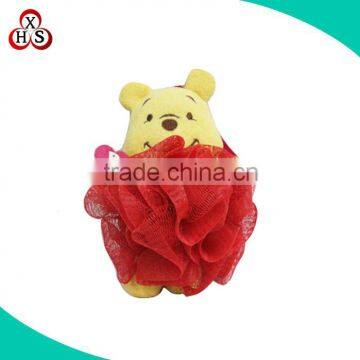 cute bear shaped soft baby bath sponge mesh plush toy