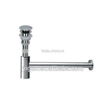 Push-button umbrella drain includes P-trap.