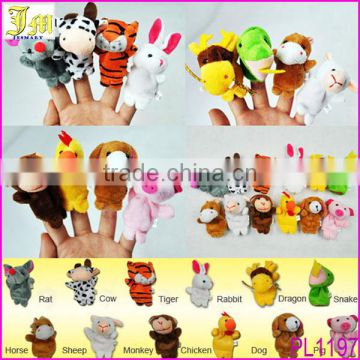 Hot Sale Chinese Zodiac 12pcs/lot Animals Cartoon Finger Puppet Plush Toys Dolls Child Baby Favor Finger Doll