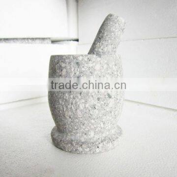 white granite Maifan stone Mortar and Pestle