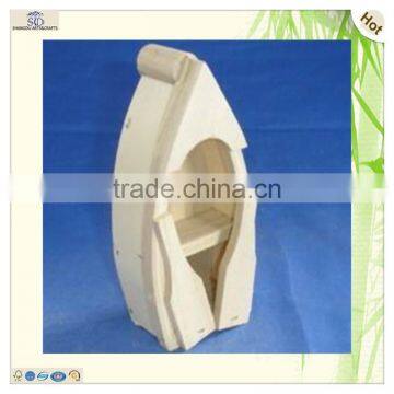 Unfinished Color Bottle Pattern Carved Wood Boat Miniature photo-4