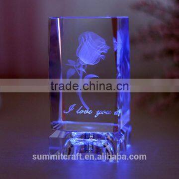 3d Laser Crystal Engraving Rose Valentine Gift photo-2