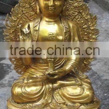 Brass Sitting Buddha Statue on Elephant Statue photo-2