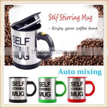 Hot Sale Auto Coffee Mixing Mug 350ml Stainless Steel Self Stirring Tea Cup Red photo-4