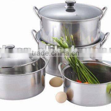 Cheapest Stainless Steel stock pot sets with glass lid and fashionable design