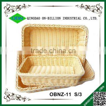 Rectangular Hand Weaving Plastic Rattan Basket for Bread photo-3