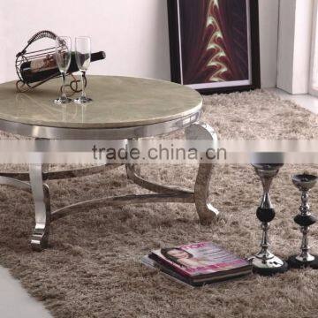 CT07R Metal Base Stainless Steel Marble Top Round Coffee Table photo-2