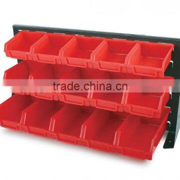 15 plastic storage bin kit, wall mount parts bins,combination boxes,15 bins with louver board(202705)