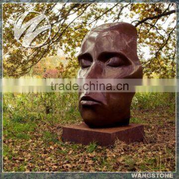 Brass large sleeping man head outdoor garden statues