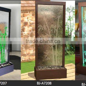 Stainless Steel Frame Glass Waterfall Green Bamboo Furniture photo-3