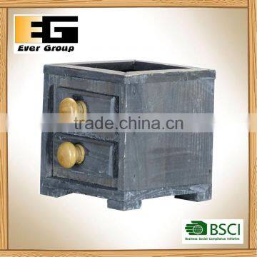 Offwhite Drawer Shaped Wooden Flower Planter photo-2