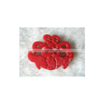 wholesale 30mm oval red flower carved natural coral stone pendant