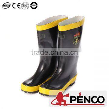 fire safety boots black rubber steel toe proteced foot and angle flame retardant line thread CE rubber safe safety products