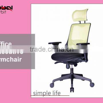 Durable mesh office computer chair with adjustable headrest and lumbar support