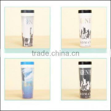 12oz 16oz BPA Free Plastic Coffee Cup With Silicon Lid,High Quality Reusable Plastic Coffee Mug Double Wall Cups Wholesale photo-2