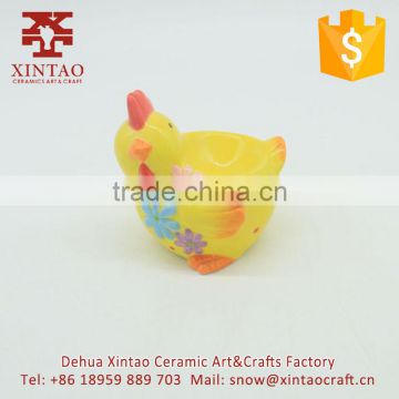 Mini Yellow chicken shaped ceramic porcelain tealight candle holder