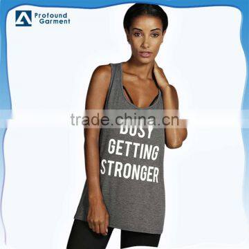 Custom screen printing words logo racerback singlet fashion gym tank top ladies