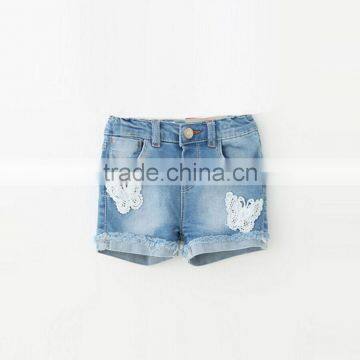 Summer New Hot Shorts Lace Butterfly Denim Jeans For Kids Girl