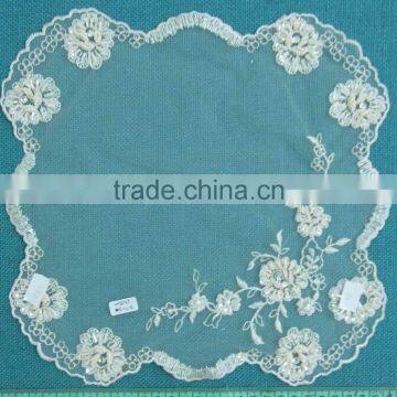 Wholesale wedding party bead pearls embroidery cheap ivory table cloth design