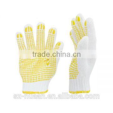 Customized PVC Dotted White Cotton Textile Glove