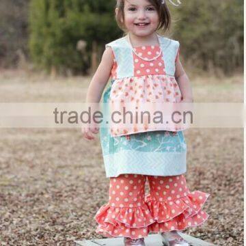 Fashionable Autumn Mustard Pie Girls Boutique Clothing Outfits Girls Ruffle Pants Set photo-2