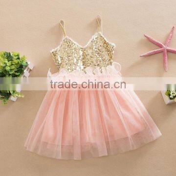 New fashion girls' Sleeveless Summer Princess sequin dresses lace dress