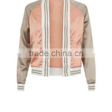 Women Custom Floral Embroidered Satin Bomber Jacket Baseball Jacket With Private Label photo-2