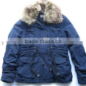 Warm Fur Collar Unique Korean Winter Jacket 100% Cotton for Women 2014