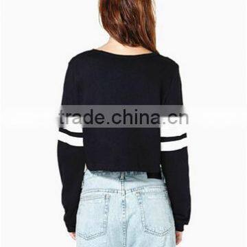 New China Supplier for 100%cotton Slim Cropped Women's Fit Custom Matching Stripe Baseball Jersry Hoodies photo-3