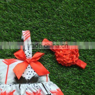 Infant Baby Girls Boutique Clothing Sets Toddler Outfits Baby Feather Red Swing Top Outfits With Match Headband photo-2