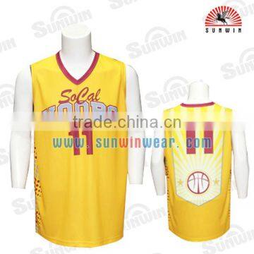 Wholesale Blank Best Basketball Jersey Design Yellow Color photo-1