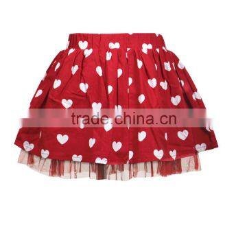 Knee Length Facny Design Heart Printing With Lace Bottom Skirt for 2-14years Girl photo-2