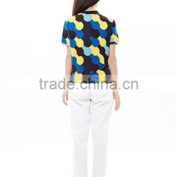 Women's Super Thin Mecerized Cotton Full Printing Polo Shirt photo-3