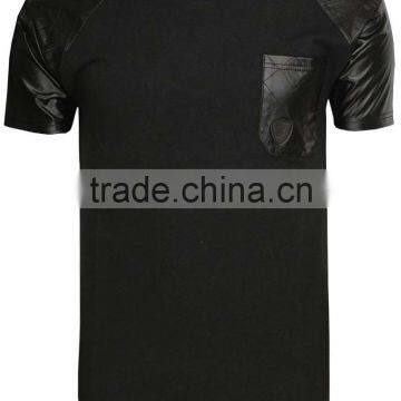 Guangzhou Shandao Men 180g 95% Cotton 5% Spandex Summer With Pocket O-Neck Short Leather Sleeve Tshirt photo-2