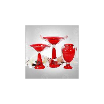 Wholesale Tabletop Decor For Weddings Red Glass Candle Holder