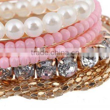 New Fashion in 2017 Zinc Alloy Multi Bangle Sets with Pearl bracelet