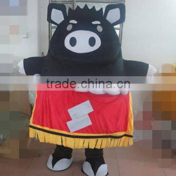 cartoon black pig mascot costume for adult