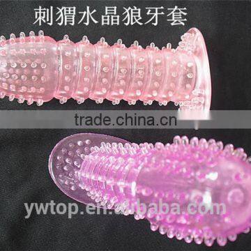 pink Exotic teething g spot Condoms Silicone Sex Toy Crystal Dildo Spike condom