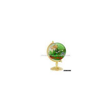 green globe with unbowed golden base