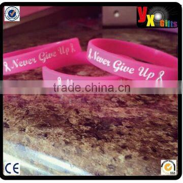 Never Give Up Breast Cancer Awareness Wristband/silicon wristband