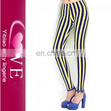 fashionable design slim stripe leggins women 2015 elastic waist leggings