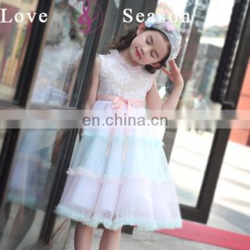 XXLF214 real sample dress sleeveless kids for girl designer with belt flower girl dress