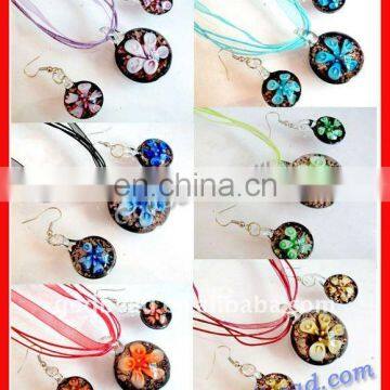 Glass(6) fashion lampwork murano glass pendant set ,colorful foil murano glass pendant,wholesale Italy murano glass pendant sets